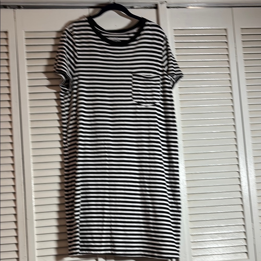 Striped Black and White T-Shirt Dress